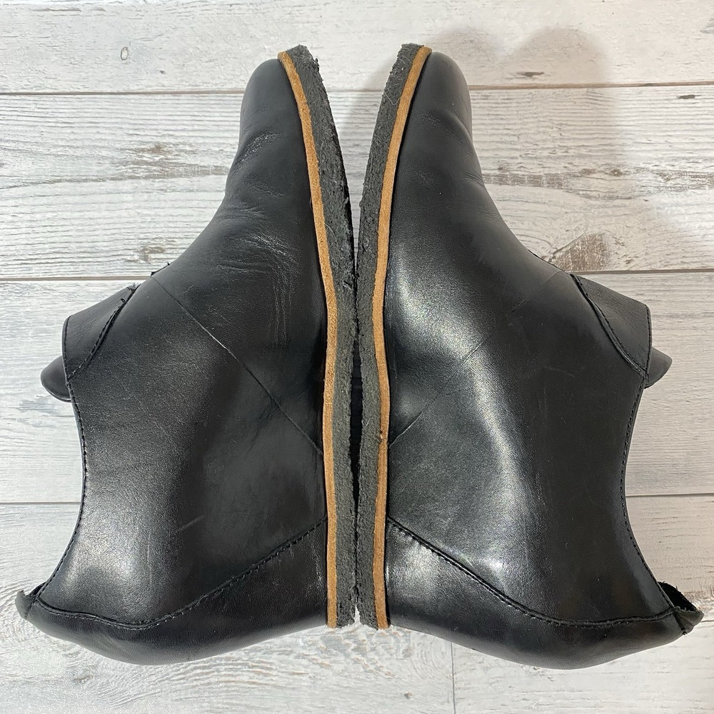 Earth Zanza Booties Womens 7.5 B Black Soft Leather Wedge Ankle Boots Hook Loop - Picture 8 of 16